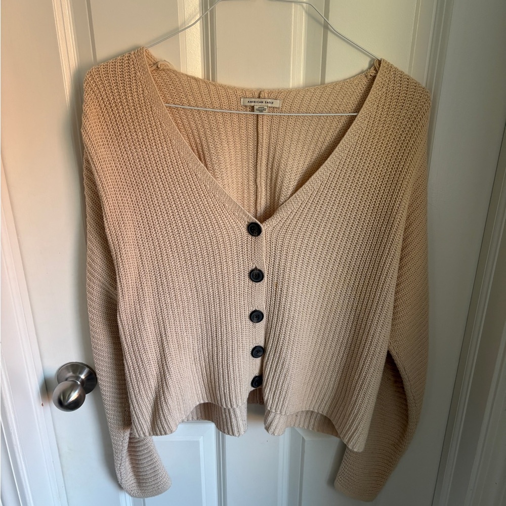 American Eagle Outfitters Beige Cardigan Sweater